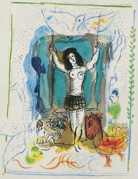  Chagall Lienzo - Acróbata con pájaro litografía contemporánea Marc Chagall